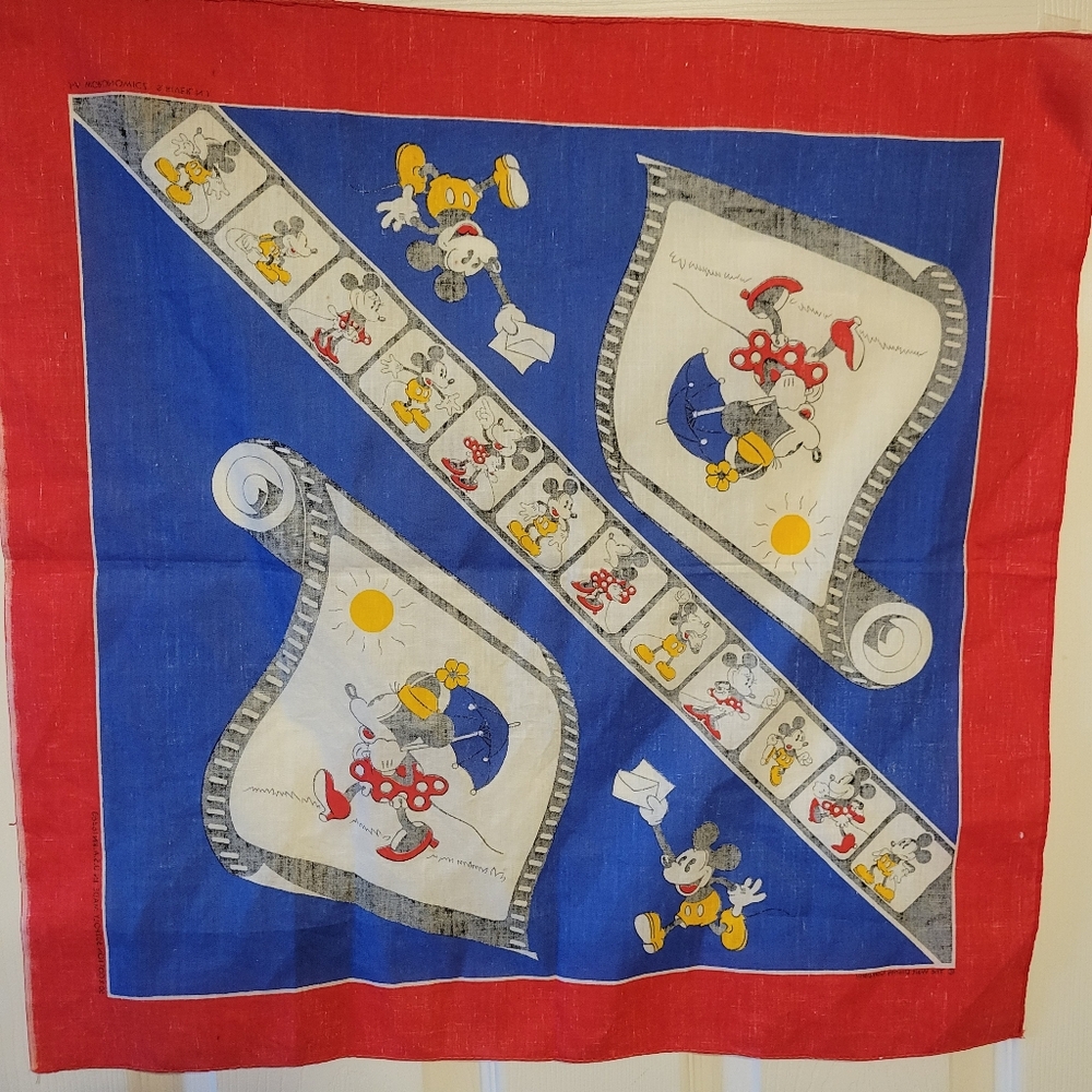 Walt Disney Co. Mickey Mouse Minnie Mouse Bandana 1980s Made in USA Unisex - Picture 7 of 16